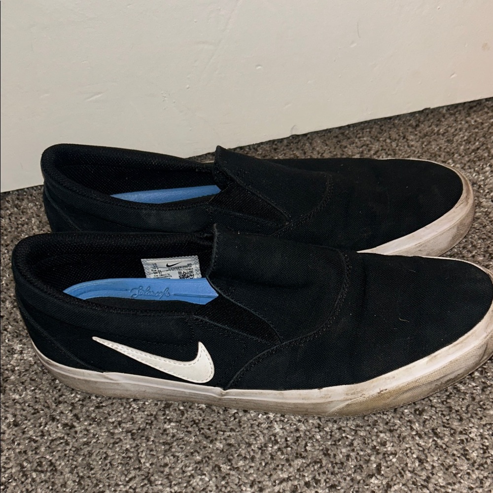 Nike Black Slip-On Loafers with White Swoosh
